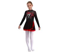 CHICTRY Kids Girls Figure Ice Roller Skating Dress Mesh Splice Long Sleeve Shiny Rhinestone Ballet Dance Dress Dancewear Red 9-10 Years