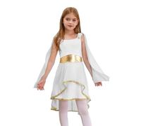 CHICTRY Kids Girls Halloween Ancient Greek Toga Princess Dress Athena Goddesses Roman Cosplay Fancy Dress up White 7-8 Years