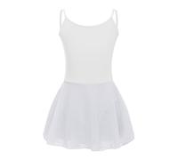 CHICTRY Kids Girls Sleeveless Dance Leotards Hollow Back Camisole Ballet Tutu Dress Lyrical Modern Ballerina Outfit Dancewear Type B White 13-14 Years