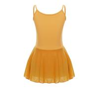 CHICTRY Kids Girls Sleeveless Dance Leotards Hollow Back Camisole Ballet Tutu Dress Lyrical Modern Ballerina Outfit Dancewear Type B Yellow 9-10 Years