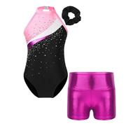 CHICTRY Kids Girls Sleeveless Gymnastics Leotard Ballet Dance Biketard with Shorts Hair Band Set Dancewear Swimsuit Swimwear