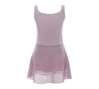 CHICTRY Kids Girls Wide Shoulder Straps Ballet Dance Dress Gymnastics Leotard with Tutu Skirt Ballerina Outfit Dancewear Dusty Pink 7-8 Years