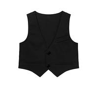 CHICTRY Kids Vest for Boys Formal Suit Vest 2 Buttons Single Breasted Wedding Pageant Waistcoat Black A 15-16 Years