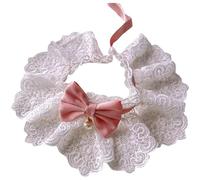 CHICTRY Lace Cat Collar Breakaway Kitten Necklace with Cute Bow Tie Girl Cat Collars Cats Princess Costumes Pink L