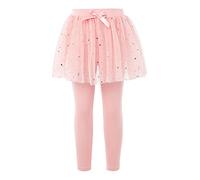 CHICTRY Little Girls Stretchy Footless Leggings Tights with Ruffle Twinkle Star Tutu Skirts Kids Cotton Culottes Pantskirt Pink 7-8 Years