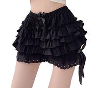 CHICTRY Lolita Maid Ruffle Shorts for Women Tiered Bloomers Panties Booty Shorts Pettipants Pants Black XL