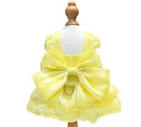 CHICTRY Luxury Dog Wedding Dress with Big Bow Tutu Skirt for Small Dogs Birthday Valentine Party Clothes Yellow S