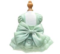 CHICTRY Luxury Dog Wedding Dress with Big Bow Tutu Skirt for Small Dogs Birthday Valentine Party Clothes Green XL