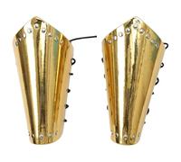 CHICTRY Medieval Shiny Armour Bracers Knight Arm Guards Faux Leather Gauntlets for Renaissance Comic Con Gold One Size