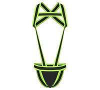 CHICTRY Men Elastic Body Chest Harness Jockstrap Underwear O Ring Wrestling Singlet Bodysuit Catsuit 4# Green L