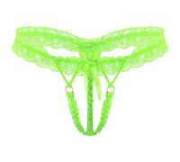 CHICTRY Men Lace See-Through Bowknot Sissy Panties Hollow Out Bikini Briefs Strappy T-Back Underwear Green One Size