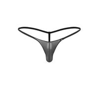 CHICTRY Men Low Rise Breathable Enhancer Bulge Pouch Panties Bikini G-String T-Back Underwear Thongs Mesh Black A L