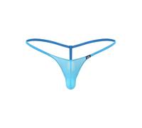 CHICTRY Men Low Rise Breathable Enhancer Bulge Pouch Panties Bikini G-String T-Back Underwear Thongs Mesh Blue A XL