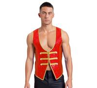 CHICTRY Men Ringmaster Costume Shiny Sequins Circus Ring Master Outfit Steampunk Victorian Jacket