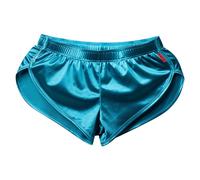 CHICTRY Men Satin Boxers Shorts Underwear Classic Silky Pajama Bottom Side Split Shorts Sleep Shorts 3# Lake Blue A M