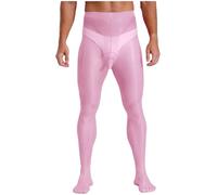 CHICTRY Men Sheer Mesh Ultra Sheath Pouch Pantyhose Stockings Compression Hosiery Leggings Nightwear 2#Pink One Size