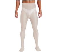 CHICTRY Men Sheer Mesh Ultra Sheath Pouch Pantyhose Stockings Compression Hosiery Leggings Nightwear White One Size