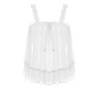 CHICTRY Men Sissy Babydoll Lingerie Nightie Dress Lace Sheer Top Crossress Nightdress Nightshirt White XXL