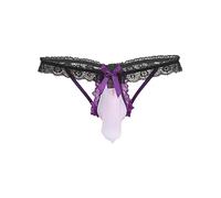 CHICTRY Men Sissy Lace Pouch Panties Hollow Out Floral Bowknot Bikini Briefs Crossdress Underwear Purple One Size