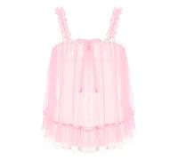 CHICTRY Men's Adult Baby Sissy Crossdress Pajamas Outfit Frilly Satin French Maid Uniform Fancy Dress Pink C M