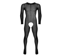 CHICTRY Men's Adult Stocking Full Body Ultra-thin Pantyhose Transparent Underwear Crothless Black One Size