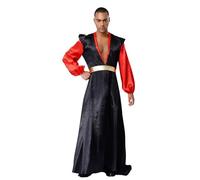 CHICTRY Mens Arabian Villain Cosplay Costume Long Sleeve V-Neck Cape Robe Halloween Party Outfit Black M