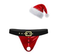 CHICTRY Men's Christmas Holiday Santa Claus Boxer Briefs Velvet Novelty Elk Shorts Trunks Underwear 16# Red 3XL