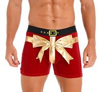 CHICTRY Men's Christmas Holiday Santa Claus Boxer Briefs Velvet Novelty Elk Shorts Trunks Underwear 2# Red 3XL