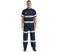 CHICTRY Mens Firefighter Uniform Costume Fire Captain Hot Halloween Party Outfit Fireman Dress Up Navy Blue M