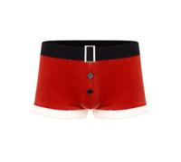 CHICTRY Men's Flannel Christmas Santa Claus Costume Trunk Role Play Boxer Shorts 14# Red B XL