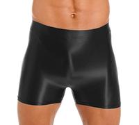 CHICTRY Men's Ice Silk Smooth Boxer Shorts Breathe Transparent Bikini Swim Briefs Underpants 4# Black L