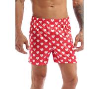 CHICTRY Men's Lip Print Satin Silk Underwear Sissy Boxer Shorts Trunk Underpants Heart Shape Red L
