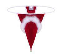 CHICTRY Men's Novelty Santa Hat Design G-String Briefs Christmas Funny Jockstraps Underwear Red Medium(Waist 27.0-48.0"/68-122cm)