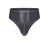 CHICTRY Mens Oil Glossy Briefs Sissy Bulge Pouch Panties Underwear Smooth Thong Swim Trunks Knickers High Cut Grey XL
