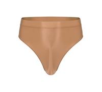 CHICTRY Mens Oil Glossy Briefs Sissy Bulge Pouch Panties Underwear Smooth Thong Swim Trunks Knickers High Cut Coffee XL