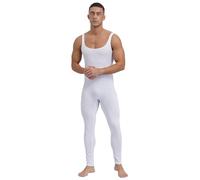 CHICTRY Mens One Piece Sleeveless Athletic Tank Unitards Jumpsuit Bodysuit Catsuit Rompers Dancewear White XL