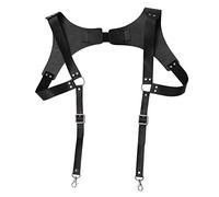 CHICTRY Men's PU Leather Suspenders Vintage Adjustable Suspender Belt with 2 Swivel Hooks Groomsmen Costume Accessories Black One Size