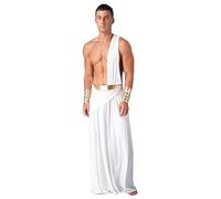 CHICTRY Mens Sexy Ancient Rome Theme Party Role Play Halloween Costume Carnival Ruffle Long Skirts White M