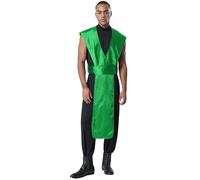 CHICTRY Mens Sleeveless Fighter Cosplay Jumpsuit Ninja Costume for Halloween Party Rave Carnival Green XL
