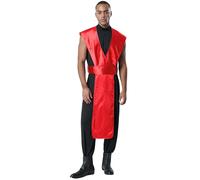 CHICTRY Mens Sleeveless Fighter Cosplay Jumpsuit Ninja Costume for Halloween Party Rave Carnival Red S
