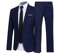 CHICTRY Men's Slim Fit 3 Pieces Suit Notch Lapel Button Down Wedding Formal Jacket Vest Pant Set 2PCs Navy Blue 3XL