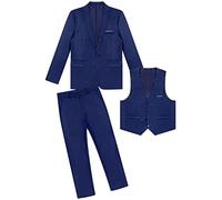 CHICTRY Men's Slim Fit 3 Pieces Suit Notch Lapel Button Down Wedding Formal Jacket Vest Pant Set Navy Blue XXL
