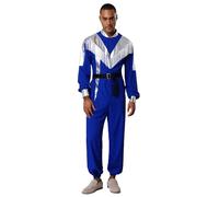 CHICTRY Men's Space Cowboy Astronaut Cosplay Costume Long Sleeve Jumpsuit with Belt for Halloween Party Blue L