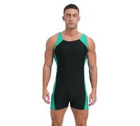CHICTRY Mens Vertical Stripe One-Piece Wrestling Singlet Weight Lifting Elastic Leotard Bodysuits 5# Mint Green A L