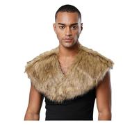 CHICTRY Men's Vintage Gothic Viking Fur Shawl Shoulder Cape Collar Costume for Renaissance Festivals Brown One Size