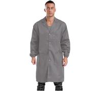 CHICTRY Men's Wear Resistant Dustproof Work Coat Overalls One Piece Lapel Collar Lab Coat Workwear Gray L