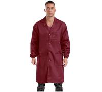CHICTRY Men's Wear Resistant Dustproof Work Coat Overalls One Piece Lapel Collar Lab Coat Workwear Red XXL