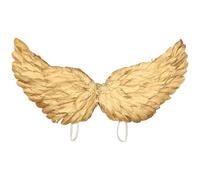 CHICTRY Metallic Glitter Feather Angel Wings Dress Up Fairy Wings for Halloween Stage Performance Gold Medium