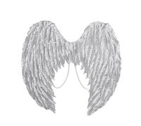 CHICTRY Metallic Shiny Angel Wings Dress Up Simulate Feather Wings for Halloween Themed Events Silver M One Size