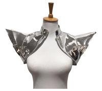 CHICTRY Patent Leather Boleros Exaggerated Flying Shoulder Short Top Stage Performance Costume Silver S